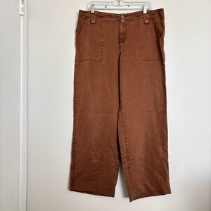 Pulp Wide Leg Pants Size 14 Brown Tencel Lyocell Lagenlook Minimalist Casual